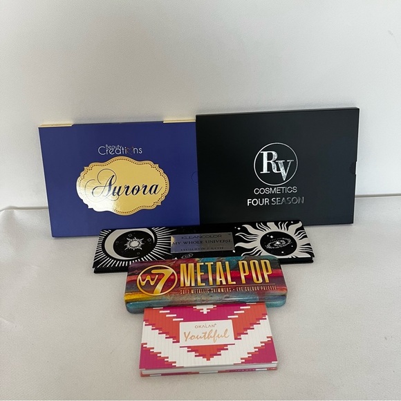 Lot 5 pieces Beauty Creations Aurora RV Cosmetics Palette W7 Okalan Kleancolor - Picture 1 of 13